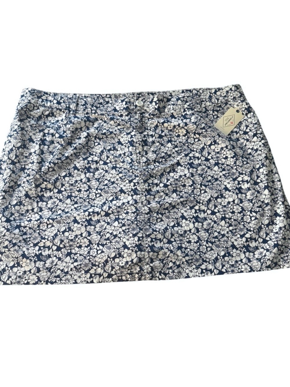 St. John's Bay Bohemian Daliah blue-white Floral Button-Front Skort SZ 24W New